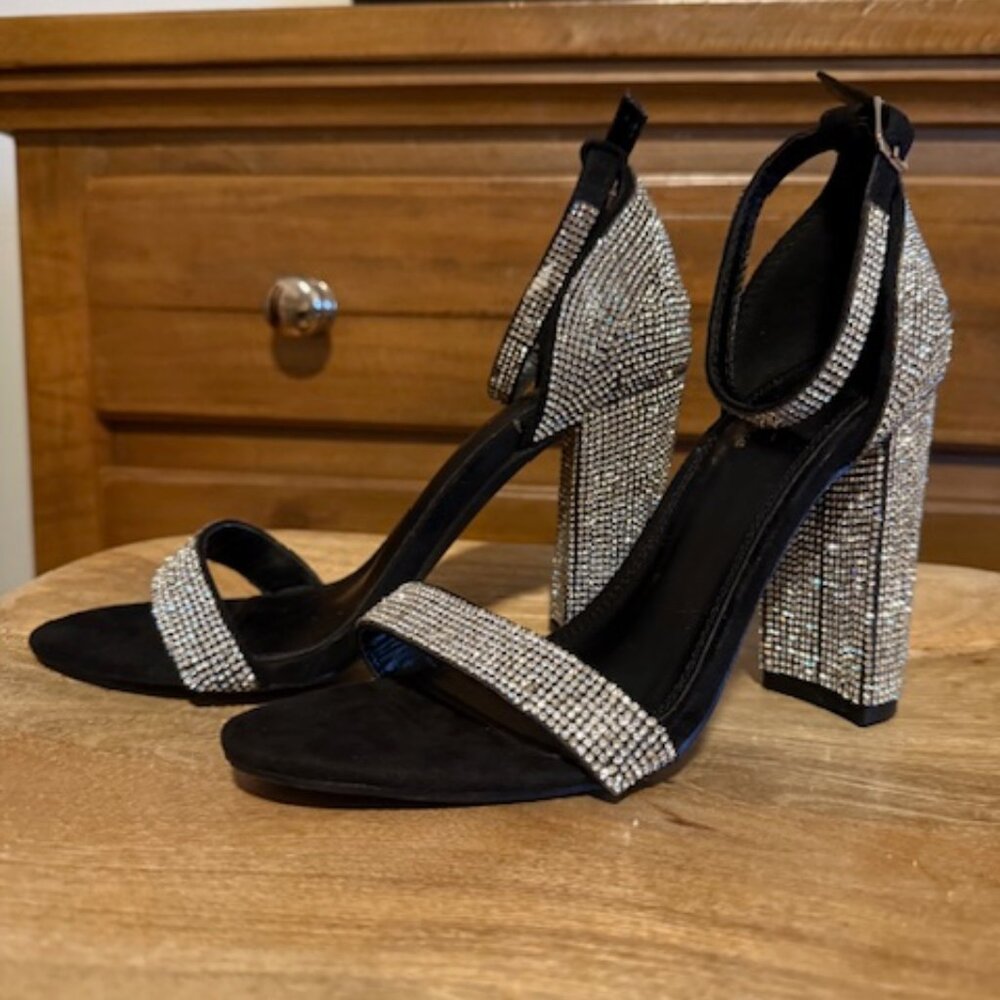 Rhinestone Studded Ankle Strap Sandal